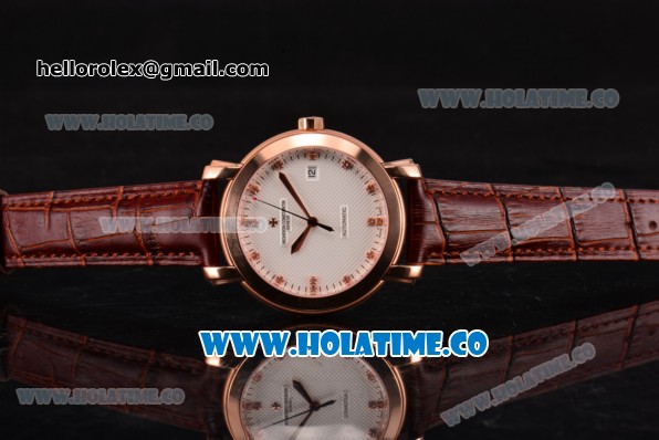 Vacheron Constantin Malte Swiss ETA 2824 Automatic Rose Gold Case with Diamonds Markers and White Dial - Click Image to Close